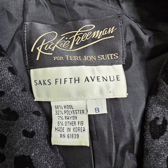 Vintage Rickie Freeman for Teri Jon Saks gray black leopard print wool skirt set - Picture 11 of 12